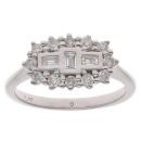 18ct White Gold 0.50ct Brilliant And Baguette Cut Diamond Cluster Ring