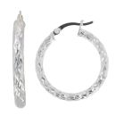 Silver Diamond Cut Hoop Earrings by Icesia