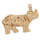 9ct Yellow Gold Multi-Gemstone Rhino Pendant