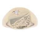 9ct Yellow Gold Patterned 0.05ct Diamond Signet Ring