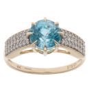 9ct Yellow Gold Blue Gemstone And Cubic Zirconia Ring