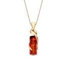 18ct Yellow ﻿Gold on Sterling Silver Baltic Amber Tubular Drop Pendant Necklace