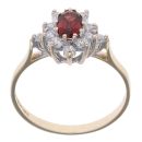 9ct Yellow Gold Garnet And Cubic Zirconia Cluster Ring