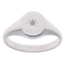 Silver Cubic Zirconia Signet Ring By Icesia