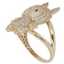 14ct Yellow Gold White Gemstone Bunny Ring