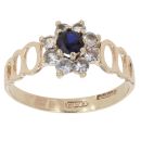 9ct Yellow Gold Blue Gemstone And Cubic Zirconia Cluster Ring