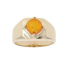 9ct Yellow Gold Amber Single Stone Ring