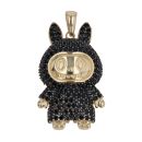 14ct Yellow Gold Black Gemstone Bunny Pendant