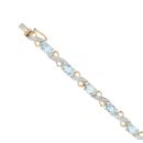 9ct Yellow Gold 0.10ct Diamond and Blue Topaz Bracelet 7"