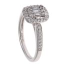 9ct White Gold 0.30ct Brilliant And Baguette Cut Diamond Cluster Ring