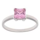 9ct White Gold Pink Cubic Zirconia Single Stone Ring