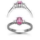 18 Carat White Gold D-8pt Pink Sapphire-56pt 3 Stone Ring