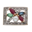 14ct Yellow Gold 0.15ct Diamond And Multi-Gemstone Ring