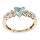 9ct Yellow Gold Created Blue Topaz Heart Dress Ring