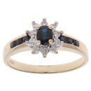 9ct Yellow Gold 0.18ct Diamond and Sapphire Cluster Ring