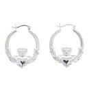 Silver Claddagh Creole Hoop Earrings By Icesia