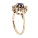 9ct Yellow Gold Created Sapphire And Cubic Zirconia Cluster Ring