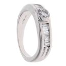 18ct White Gold 0.85ct Brilliant And Baguette Cut Diamond Solitaire Ring
