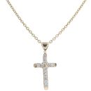 9ct Yellow Gold Cubic Zirconia Cross Pendant And Chain 24"