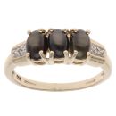 9ct Yellow Gold 0.01ct Diamond And Grey Cat's Eye Ring