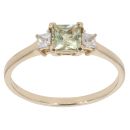 9ct Yellow Gold Three Stone Cubic Zirconia And Yellow Gemstone Ring
