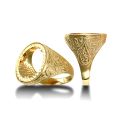 9ct Yellow Gold Scroll Half Sovereign Ring Mount