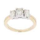 14ct Yellow Gold 1.15ct Oval Cut Diamond Trilogy Ring
