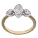 18ct Yellow Gold 1.05ct Marquise Cut Diamond Trilogy Ring