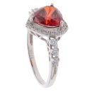 Silver Red Heart Gemstone And Cubic Zirconia Cluster Ring By Icesia