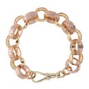 9ct Yellow And Rose Gold Patterned And Plain Belcher Bracelet 9.5"