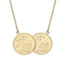 18ct Yellow ﻿Gold on Sterling Silver Double Sovereign Coin George & Dragon Necklace