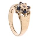 9ct Yellow Gold 0.10ct Sapphire Cluster Diamond Ring
