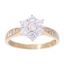 18ct Yellow Gold 1.00ct Diamond Cluster Ring