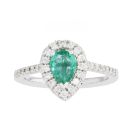 18ct White Gold Diamond And Emerald Pear Shape Cluster Ring