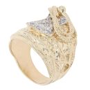 9ct Yellow Gold Cubic Zirconia Patterned Saddle Ring