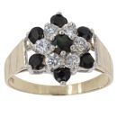 9ct Yellow Gold Sapphire And Cubic Zirconia Cluster Ring