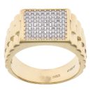 14ct Yellow Gold Cubic Zirconia Square Watch Style Signet Ring