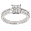 18ct White Gold 0.75ct Princess And Baguette Cut Diamond Cluster Ring