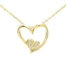 9ct Yellow Gold Diamond Heart Pendant Necklace