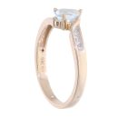 9ct Yellow Gold Created Blue Topaz And Diamond Stone Set Ring