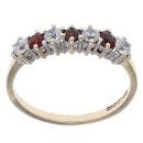 9ct Yellow Gold Garnet And Cubic Zirconia Half Eternity Ring