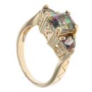 9ct Yellow Gold Three Stone Mystic Topaz Ring
