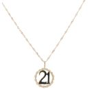 9ct Yellow Gold Patterned 21 Pendant and Chain 18"