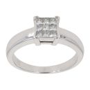 18ct White Gold 0.33ct Princess Cut Diamond Cluster Ring