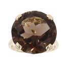 9ct Yellow Gold Smoky Quartz Single Stone Ring