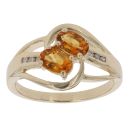 9ct Yellow Gold 0.05ct Diamond and Citrine Two Stone Ring