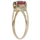 9ct Yellow Gold Pink Gemstone and 0.05ct Diamond Ring