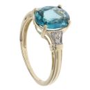 9ct Yellow Gold 0.02ct Diamond And Blue Topaz Ring