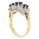 18ct Yellow Gold 0.25ct Diamond And Sapphire Triple Cluster Ring
