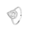 Sterling Silver Teardrop Halo Cubic Zirconia Ring